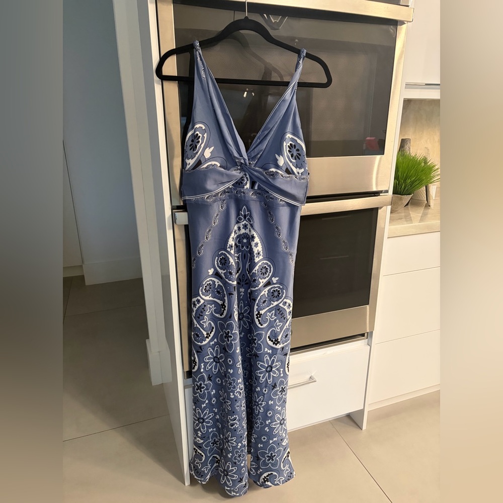 Caroline Constas Blue and White Floral Maxi Dress